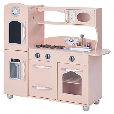 Afbeelding van Teamson Kids Retro Houten Speelkeuken Kinderspeelgoed Rollenspel Speelgoed Roze