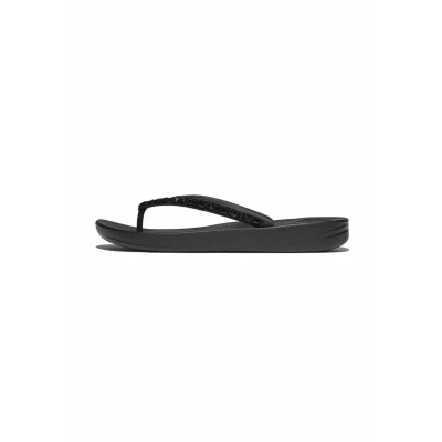 Afbeelding van Fitflop Zehentrenner Iqushion Multicrystal ERGO Badslippers, Dames, Maat: 39, All black Kunststof