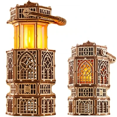 Afbeelding van Wood Trick Antieke lantaarn, 3D puzzel van hout, voor volwassenen en kinderen, doe het zelf, verlichting met 2 modi, zelftechniek, mechanische puzzel, modelbouwset
