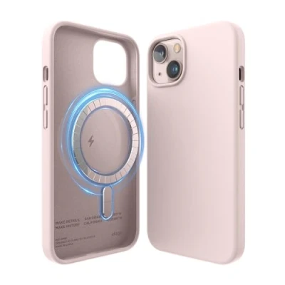 Afbeelding van elago Magnetische siliconen hoes, compatibel met iPhone 13 (6,1 inch), MagSafe, ingewerkte magneten, premium vloeibare siliconen, beschermhoes (schattig roze)