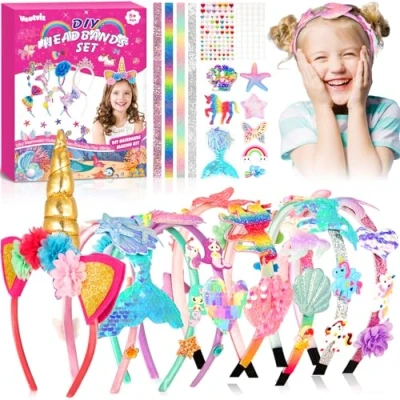 Afbeelding van Vautvis Hoofdbandproductieset voor meisjes, knutselen, cadeau meisjes van 10 jaar, speelgoed 4 12 haaraccessoires kerstcadeau kinderen en
