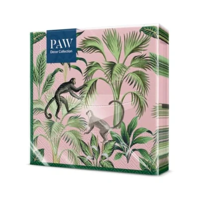 Afbeelding van PAW Serviette Papier 3 Plis (33 x 33 cm) I Lot de 20 Parfait pour les Anniversaires, Partys, Mariages, la Kommunion et Célébrations Décoration Table Amusement Singe