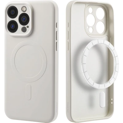 Afbeelding van iMoshion Hoesje Geschikt voor iPhone 15 Pro Max Siliconen Color Backcover MagSafe Beige
