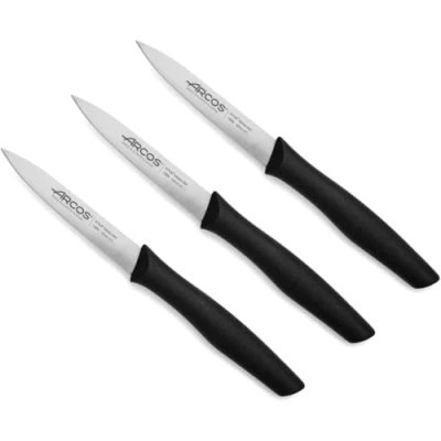 Afbeelding van Arcos Serie Nova Set van 3 steekmessen schilmes roestvrij staal nitrum lemmet 100 mm zwart