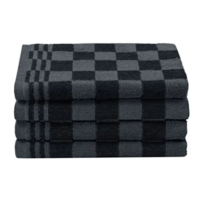 Afbeelding van ZOLLNER Set van 4 gastendoekjes, katoen, 50 x cm, zwart geruit