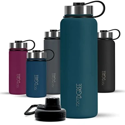 Afbeelding van roestvrijstalen drinkfles, 950 ml, lekvrij, geschikt voor koolzuurhoudende dranken, BPA vrij, isoleerfles met schroefsluiting sport, fitness, outdoor + gratis sportdeksel