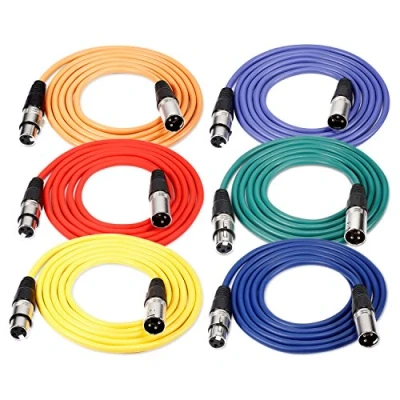 Afbeelding van Neewer 6 stuks 1 m audiokabel, XLR stekker naar aansluiting, microfoon, kleurkabels (groen, blauw, paars, rood, geel, oranje)