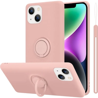 Afbeelding van Cadorabo Hoesje geschikt voor Apple iPhone 14 in LIQUID ROZE Beschermhoes van flexibel TPU silicone Case Cover met ring