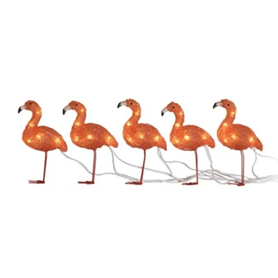 Afbeelding van Konstsmide 6267 803 Acryl figuur Energielabel: F (A G) Flamingo Set van 5 stuks Barnsteen LED Amber