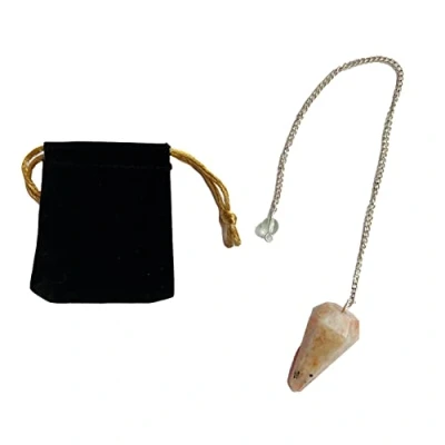 Afbeelding van Natuursteen slinger zonnesteen kristallen slinger, vintage zeshoekige voor wichelroedeling, Reiki Chakra Waarzeggerij Meditatie Wicca (Zonnesteen)