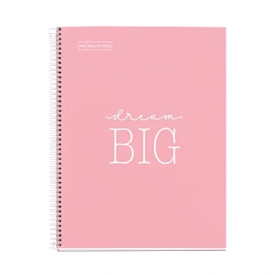 Image de Miquelrius Cahier A4, Messages du cahier, 1 bande couleur, Feuilles de 80 points, Papier 90 g/m², 4 trous, Couverture cartonnée rigide, Carnet à pois roses