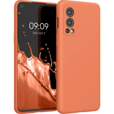 Afbeelding van kwmobile telefoonhoesje geschikt voor OnePlus Nord 2 5G Hoesje met siliconen coating Smartphone case in zomers oranje