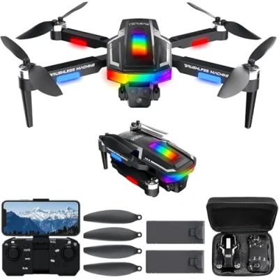 Afbeelding van Gerbala Borstelloze opvouwbare drone voor beginners en kinderen, 1080p HD, starten / landen met één knop, zwaartekrachtsensor, 3D flip, tracking, FPV wifi dubbele camera 2 batterijen