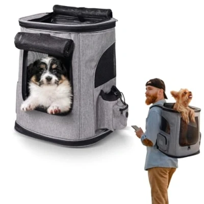Afbeelding van Mobiclinic Thor Draagtas voor huisdieren Inklapbaar Dubbele zijvak Ventilatienetten Hondenrugzak Uitklapbare Rugzak Hond &amp; Kat Transparante Katten Reismand