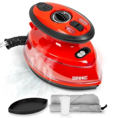 Afbeelding van Duronic SI3 RD Reisstoomstrijkijzer, 400 W, licht en compact, 495 g, ideaal voor onderweg, geschikt handwerk patchworks, inclusief accessoires