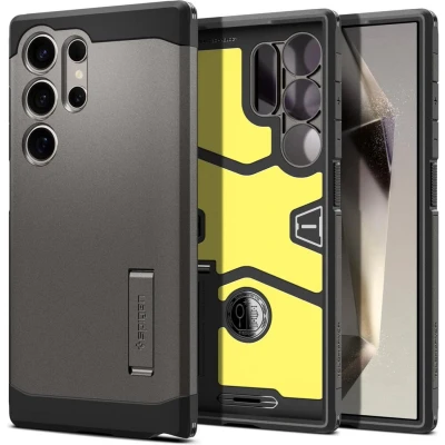 Afbeelding van Spigen Tough Armor Hoesje Geschikt voor Samsung Galaxy S24 Ultra Back Cover met Kickstand Gunmetal