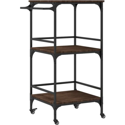 Afbeelding van Keukentrolley 60,5x50x105 cm bewerkt hout bruin eiken