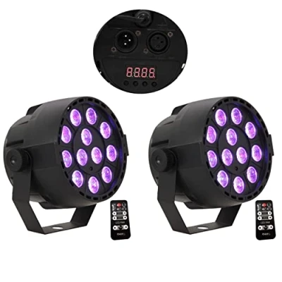 Afbeelding van Ibiza Set van 2 led projectoren 12 x 3 W RGB DMX in 1 TC kleurenmixer, dimmer en stroboscoop