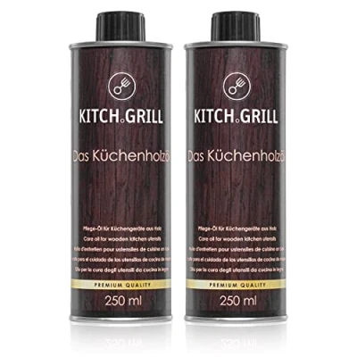Afbeelding van KitchGrill Keukenhout olie 2 x 250 ml natuurlijke verzorging voor snijplanken en keukengerei van hout, geschikt levensmiddelen gemaakt