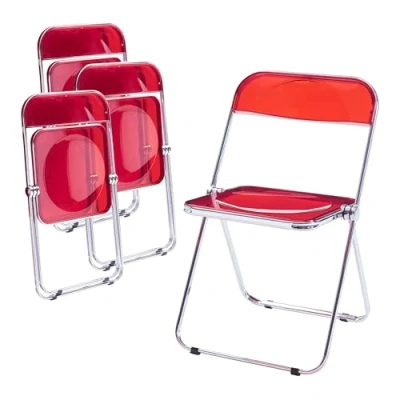 Afbeelding van Klapstoel set van 4 Pornainen 74x46x47 cm rood [en.casa]