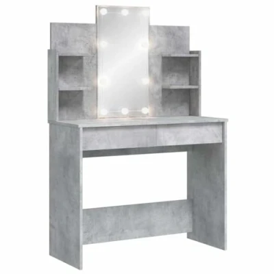 Image de vidaXL Coiffeuse avec lumières LED gris béton 96x40x142 cm837895