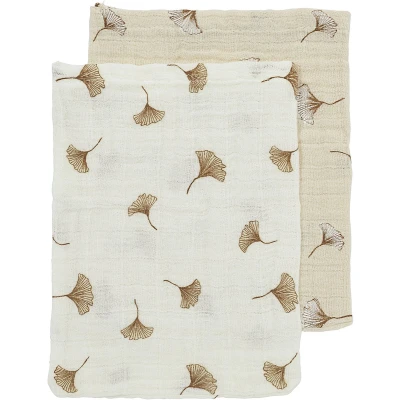 Afbeelding van Meyco Washandjes Gingko Offwhite/Soft Sand 2 pack