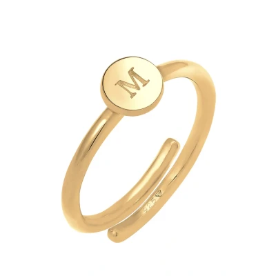 Afbeelding van Elli Letter M Ring goldcoloured, Dames, Maat: 54, Gold coloured
