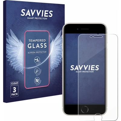 Afbeelding van Savvies Gehard glazen schermbeschermer (3 Stuk, Apple iPhone SE), Smartphone beschermfolie, Transparant