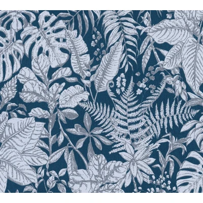 Afbeelding van BOTANISCHE BLADEREN BEHANG Botanisch blauw grijs wit A.S. Création Daniel Hechter 6