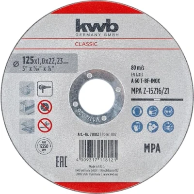Afbeelding van kwb 711812 Doorslijpschijf recht 125 mm 1 stuk(s) Staal