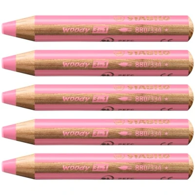 Afbeelding van Kleurpotloden STABILO 880 woody 3 in 1 multitalent roze