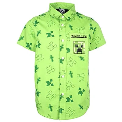 Afbeelding van Minecraft Kinderkleding Katoenen overhemd voor kinderen Shirt met korte mouwen, Groen