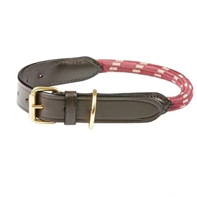 Afbeelding van Weatherbeeta Dog Collar Rope Leather Burgundy/Brown XL