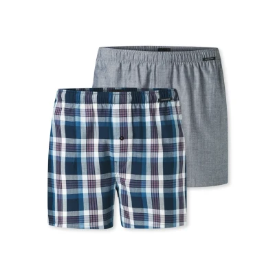 Afbeelding van Schiesser 2PACK Boxershorts Blau grau, Heren, Maat: Medium, grau