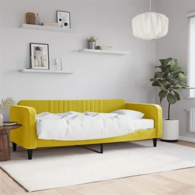 Afbeelding van vidaXL Slaapbank met matras 90x200 cm fluweel geel