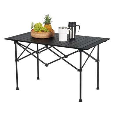Afbeelding van klaptafel oprolbaar blad 55 x 95 53 cm staal met zak zwart