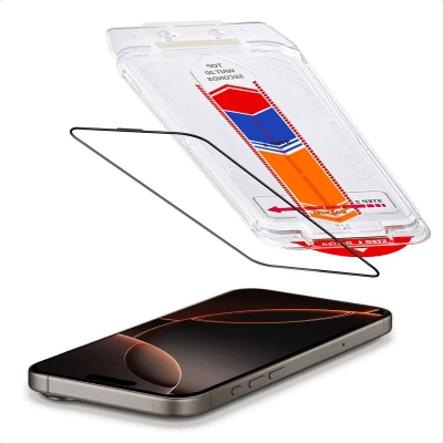Afbeelding van Accezz Screen protector Geschikt voor iPhone 16 Pro Max glas screenprotector met anti dust applicator