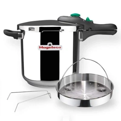 Afbeelding van MAGEFESA® Dynamic, supersnelle snelkookpan van 7,5 liter, exclusieve + mand, roestvrij staal 18/10, geschikt voor alle soorten keukens, inclusief inductie