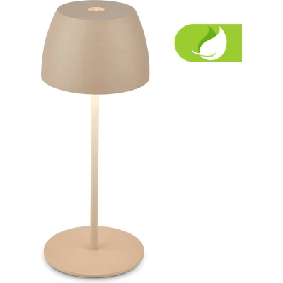 Afbeelding van Briloner Serina Mini Snoerloze LED tafellamp IP44 7503011 Dimbaar Touch Spatwaterdicht Snoerloos Verwisselbare batterij en lichtbron Ø8 x 20 cm Beige