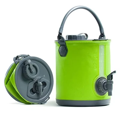 Afbeelding van 2 in 1 opvouwbare waterjerrycan met kraan draagbare voor drinkwater op camping &amp; festivals praktische emmer campers of caravans BPA vrij
