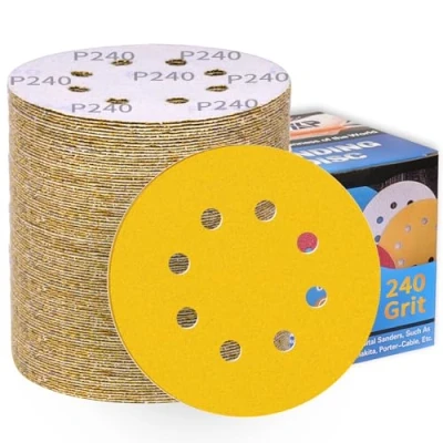 Afbeelding van 100 stuks schuurschijven 125 mm klittenband 240 voor excentrische schuurmachines 8 gaten professionele schuurbladen hout, metaal, ontroesten en schilderen