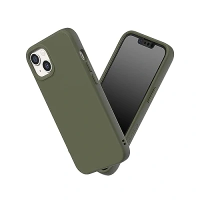 Afbeelding van RHINOSHIELD Hoesje compatibel met [iPhone 13 mini] SolidSuit dunne hoes schokabsorberende technologie en premium matte afwerking algengroen