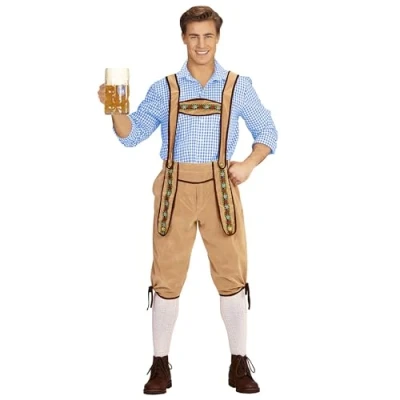 Afbeelding van Beierse Lederhose Beige Man Oskar Maat M/L