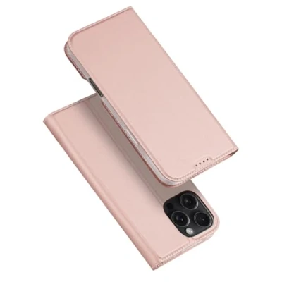 Afbeelding van Dux Ducis Skin Pro Series Hoesje Geschikt voor Apple iPhone 16 Max Book Case met Pasjeshouder Portemonnee Standaard Roze