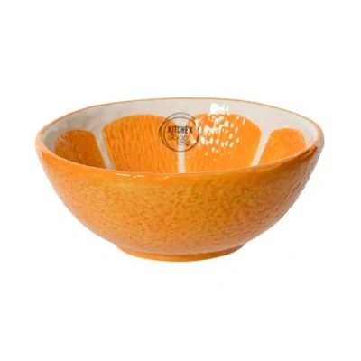 Afbeelding van 15 x 6 cm oranje keramische kom kommen en serveerschaal, dessertschaal, mueslikom, fruitschaal decoratieve lente zomer fruitservies