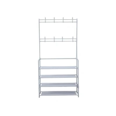 Afbeelding van Herzberg Home &amp; Living Gesegmenteerde Kapstok Kleerhanger Met 4 Planken Schoenrek 80X155Cm