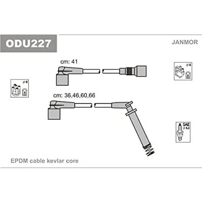 Afbeelding van JANMOR ODU227 Bougiekabelset OPEL: Corsa B Hatchback, A TR, Kadett E CC
