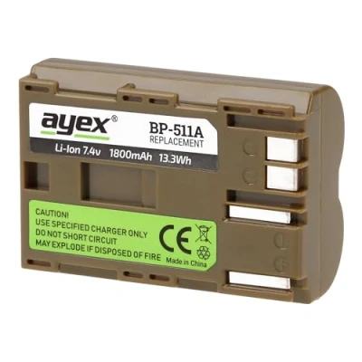 Afbeelding van ayex BP 511a Batterij compatibel met Canon EOS 10D 30D 50D 5D 300D Powershot G1 G2 G5 G6 Pro 1 UVM, duurzaam en betrouwbaar, 100%