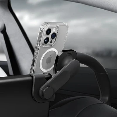 Afbeelding van Spigen OneTap 3 MagFit autotelefoonhouder voor Tesla Model Y S X, autohouder MagSafe, compatibel met iPhone 15, 14, 13 en 12