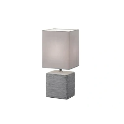Afbeelding van Reality Leuchten Tafellamp met keramische voet, 1x E14 maximaal 40 W, 29 cm, grijze stoffen kap R50131087